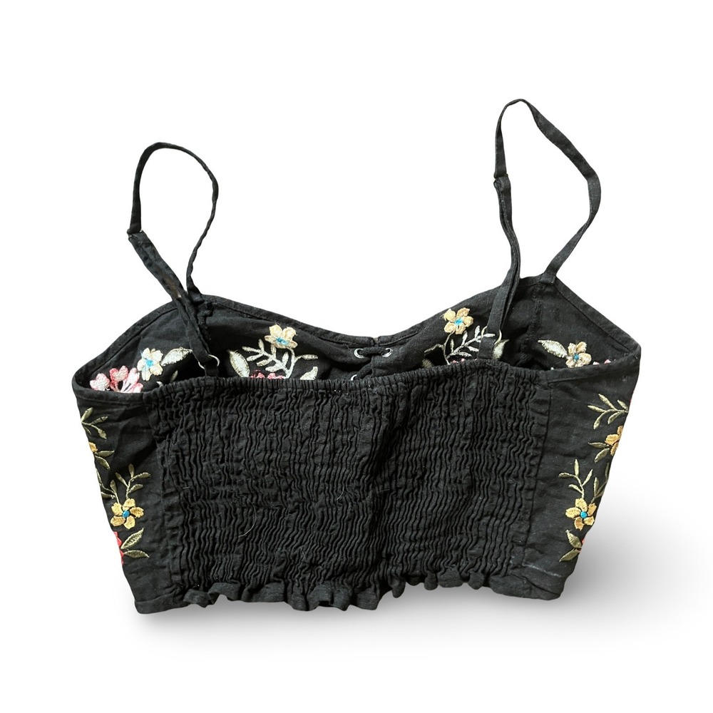 Forever 21 Women's Corset Bustier Embroidered Flower Linen Blend Size Medium - Picture 3 of 7